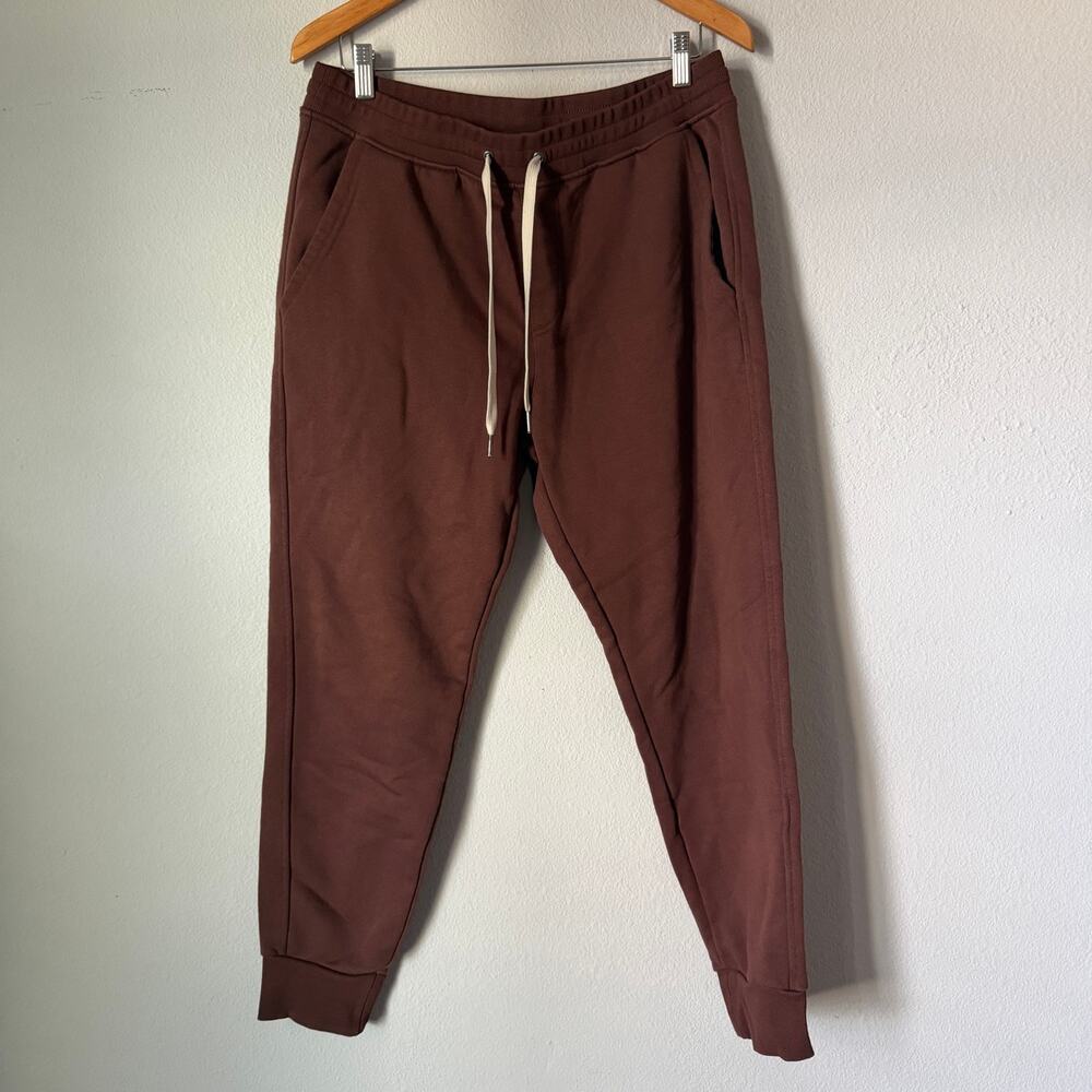 True Classic Men’s L Fleece Jogger Sweatpants Brown Cotton Blend Drawstring